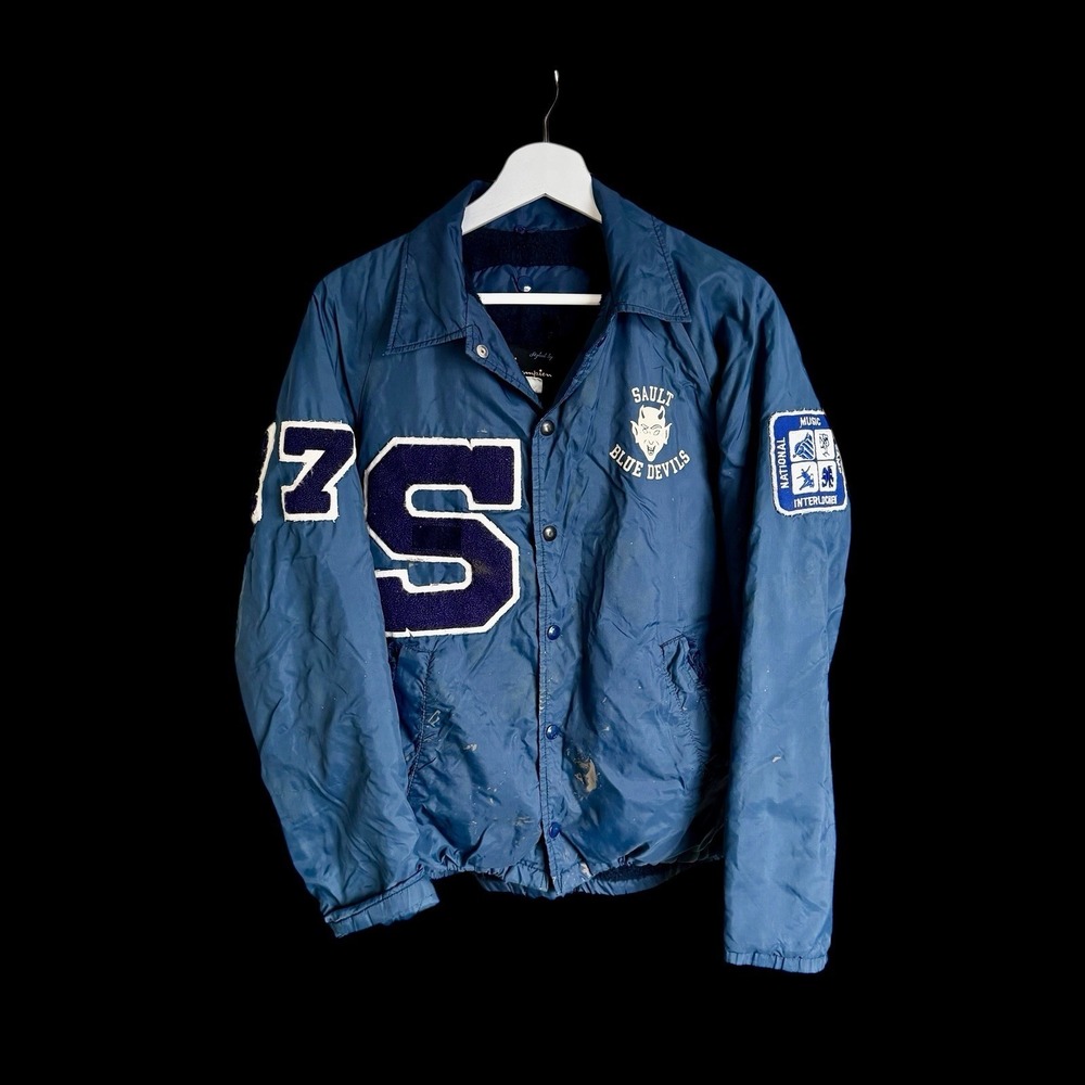 Vintage‎ 60s Champion Windbreaker Jacket Med/Large Sault St Marie Michigan Flaws